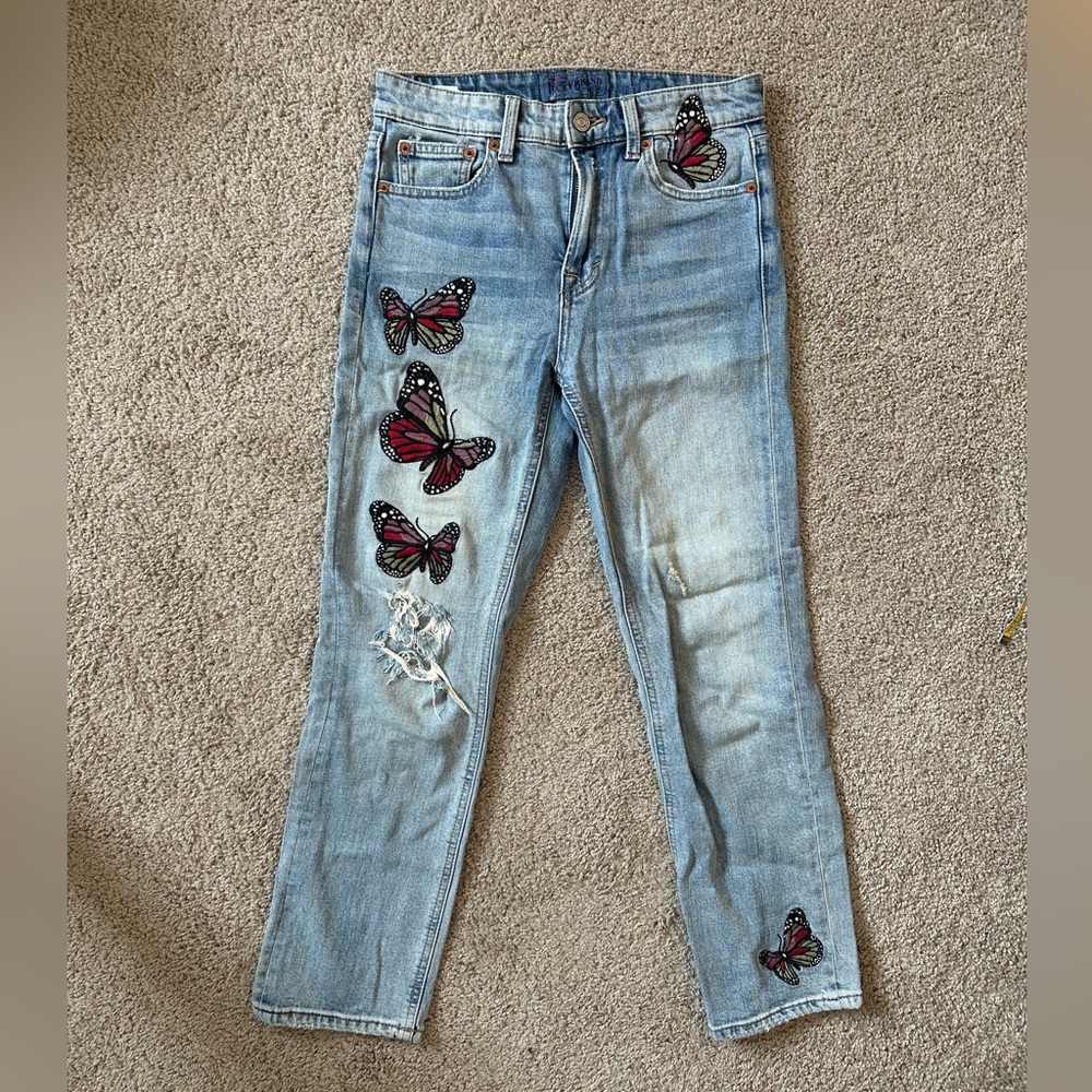 Lucky Brand Embroidered Jeans Butterfly size 0/25
